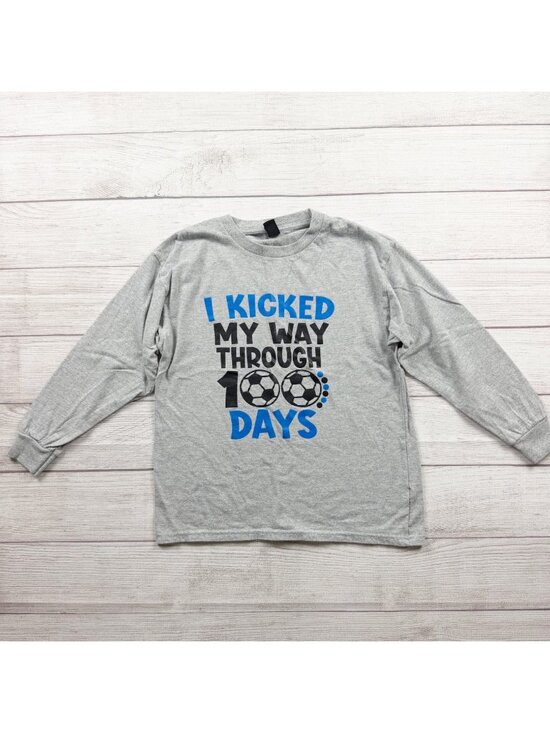 Gildan Other - Gildan I Kicked My Way Through 100 Days School Long Sleeve Shirt Gray M